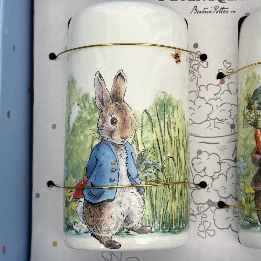 Peter Rabbit Ceramic Salt & Pepper Shaker Set Beatrix Potter Easter NEW - Picture 4 of 6